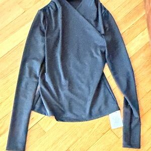 Lovers + Friends Charcoal Wrap Blouse